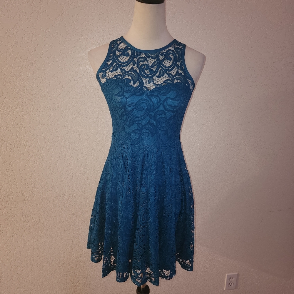 Blackmilk Teal Lace Dress